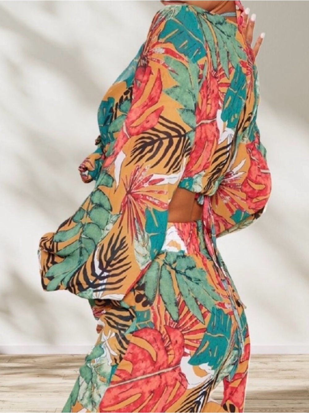 Tropical Print tie top
